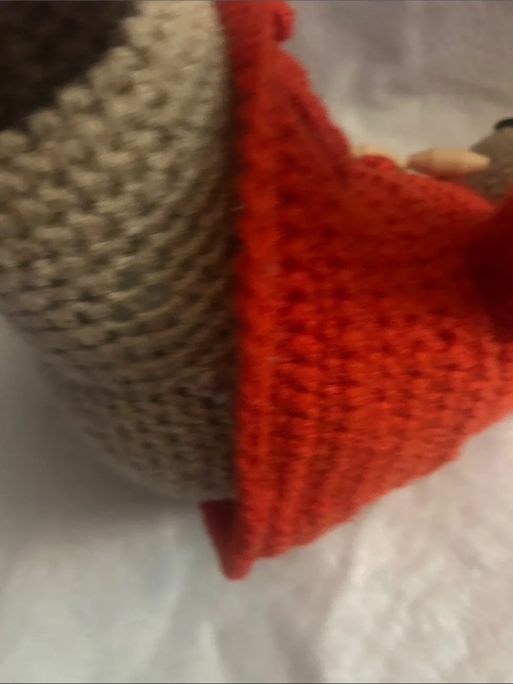 Handmade Crochet Bear in Red Coat with Yellow Hood - Plush Kids Toy